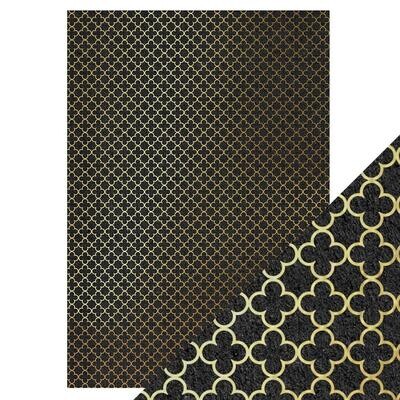 Tonic Studios - Craft Perfect - A4 Foiled Cardstock - Golden Quatrefoil - 5pack