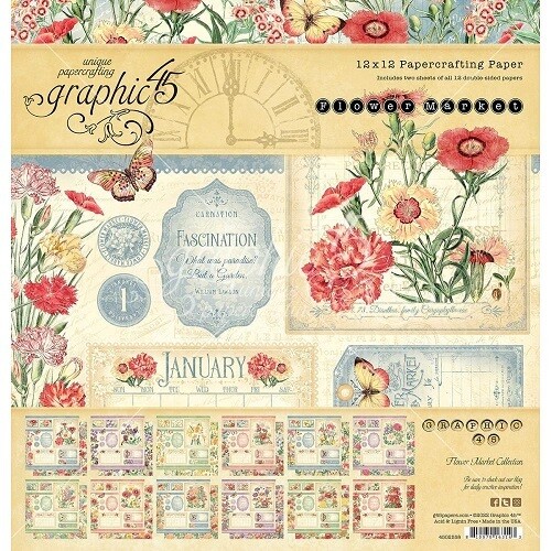 Graphic 45 - Flower Market - 12 x 12 - Paper Pad - G4502558
