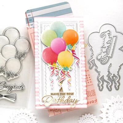 PinkFresh Studio - Ribbons &amp; Balloons - Layered Stencil - 199023 - 6pcs