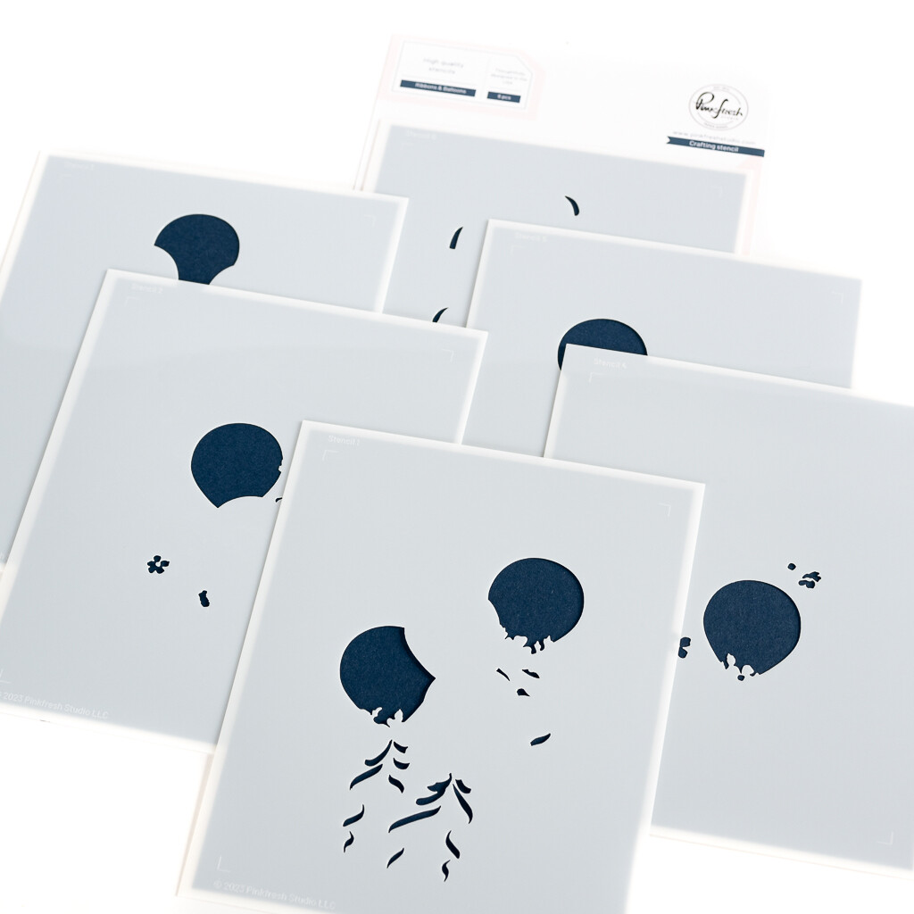 PinkFresh Studio - Ribbons &amp; Balloons - Layered Stencil - 199023 - 6pcs