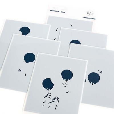 PinkFresh Studio - Ribbons &amp; Balloons - Layered Stencil - 199023 - 6pcs