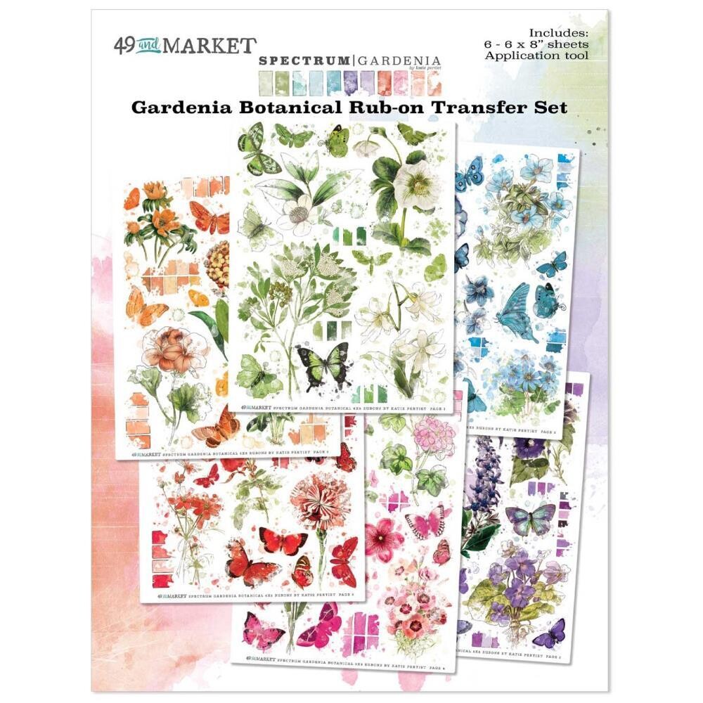 49 &amp; Market - Spectrum - Gardenia Collection - Botanical - Rub On Transfers - 6&quot; x 8&quot; - SG23671 - 6 sheets