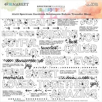 49 &amp; Market - Spectrum - Gardenia Collection - Rub On Transfers - 12&quot; x 12&quot; - Sentiments - SG23718