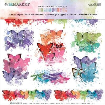 49 &amp; Market - Spectrum - Gardenia Collection - Rub On Transfers - 12&quot; x 12&quot; - Butterfly Flight - SG23725