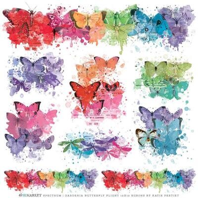 49 &amp; Market - Spectrum - Gardenia Collection - Rub On Transfers - 12" x 12" - Butterfly Flight - SG23725