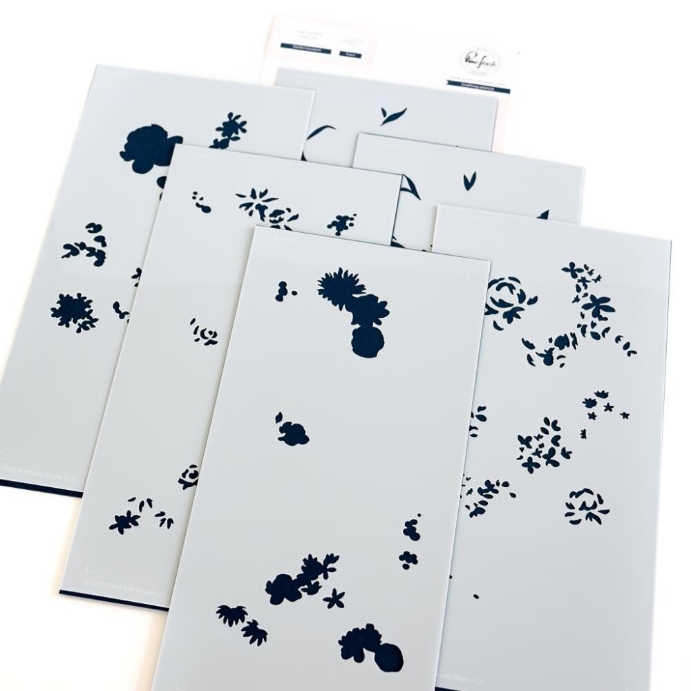 PinkFresh Studio - Garden Bouquet Collection - Layered Stencil - 197423 - 4&quot; x 9&quot; - 6pcs