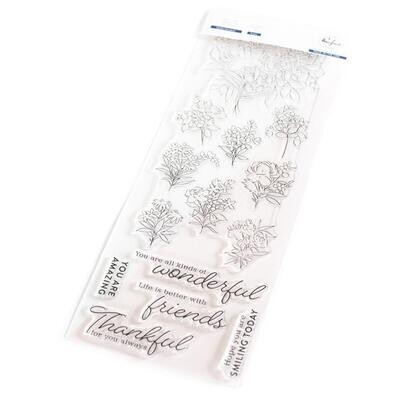 PinkFresh Studio - Garden Bouquet Collection - Slimline Clear Polymer Stamp - 4&quot; x 12&quot; - 197223