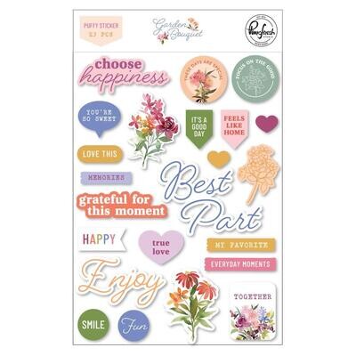 PinkFresh Studio - Garden Bouquet Collection - Puffy Stickers - 5&quot; x 7&quot; - 197623 - 23 pcs