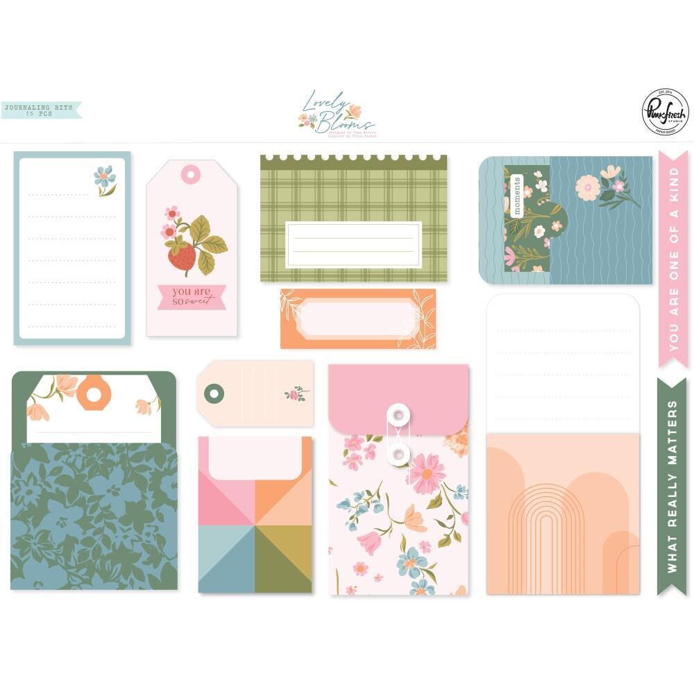 PinkFresh Studio - Lovely Blooms Collection - Journaling Bits -  Die Cuts - 204823 - 15pcs
