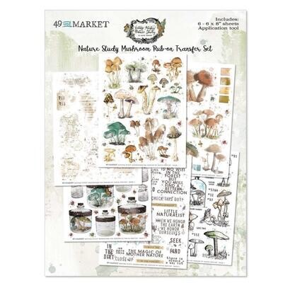 49 &amp; Market - Vintage Artistry - Nature Study Collection - Mushrooms - Rub On Transfers - 6&quot; x 8&quot; -  49NS 23305 - 6 sheets