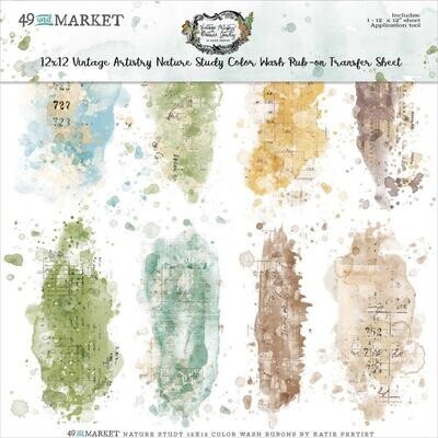 49 &amp; Market - Vintage Artistry - Nature Study Collection - 12 x 12 Rub On Transfers - Colourwash - 49NS 23343
