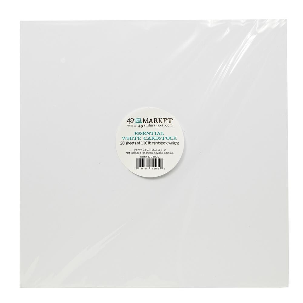49 and Market - Essentials - 12 x 12 cardstock - White - E24029 - 20 sheets