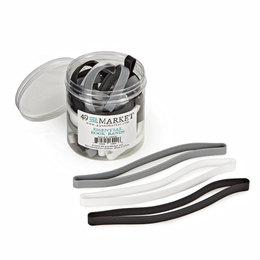 49 &amp; Market - Essential Book Bands - 3 Pack (White Grey &amp; Black)  - E39906 - 3pcs