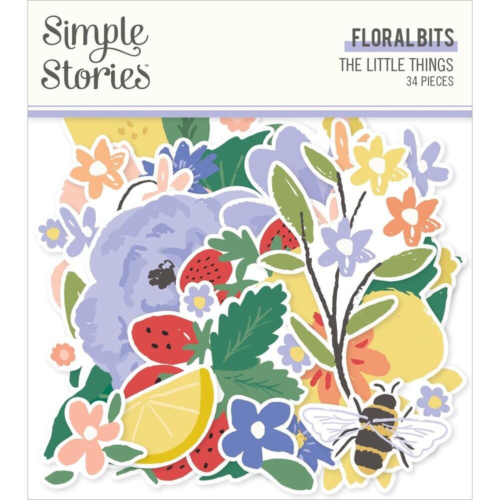 Simple Stories - The Little Things Collection - Bits &amp; Pieces - Die Cuts - Floral Bits - TLT20220 - 34 pcs