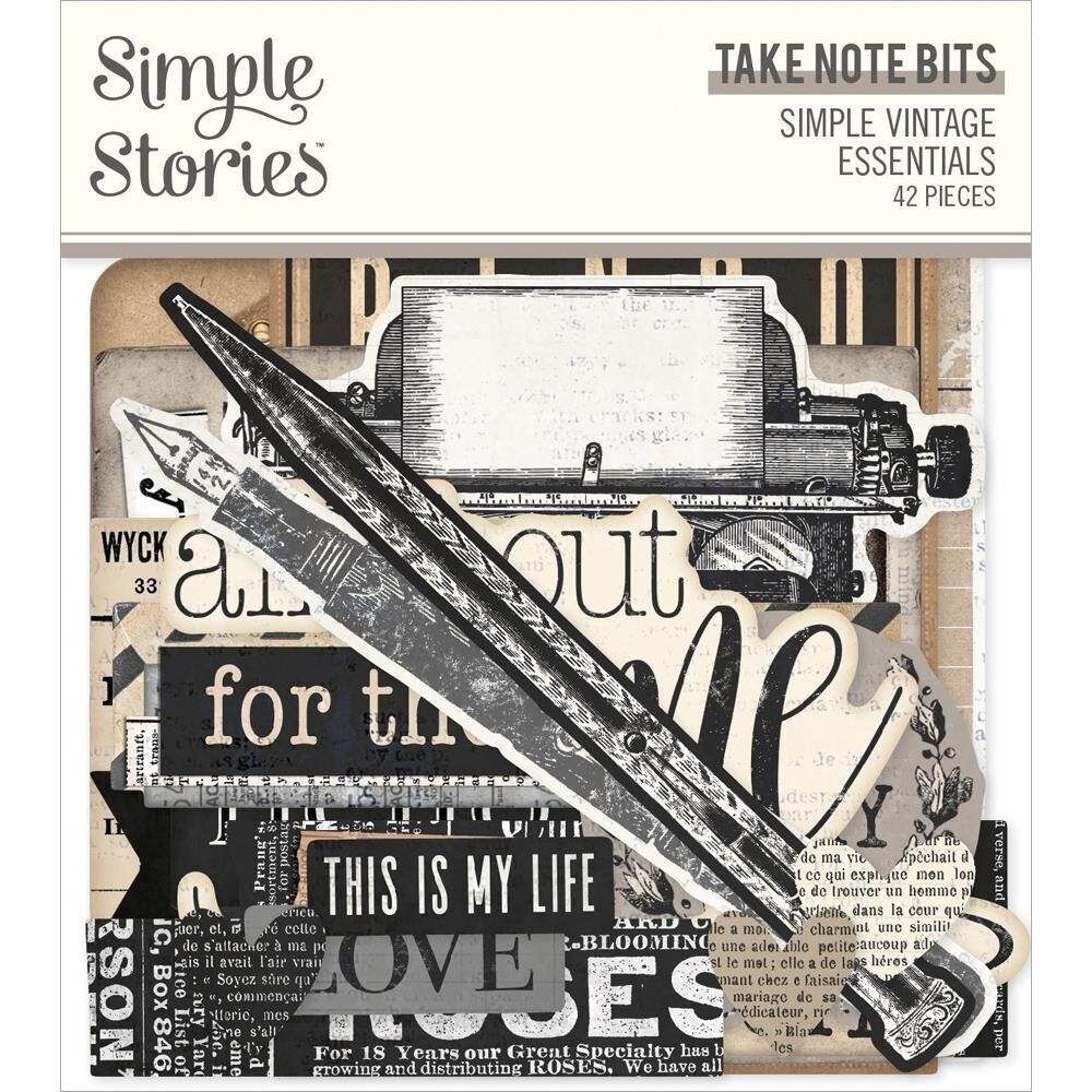 Simple Stories - Bits &amp; Pieces -  Die Cuts -Simple Vintage Essentials - Take Note Bits - SVE20416 - 42 pcs