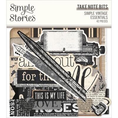 Simple Stories - Bits &amp; Pieces -  Die Cuts -Simple Vintage Essentials - Take Note Bits - SVE20416 - 42 pcs