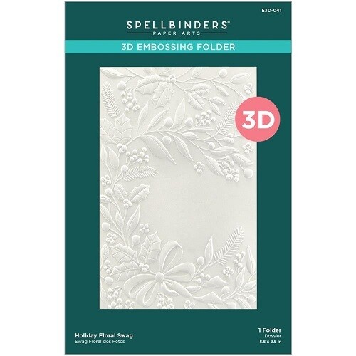 Spellbinders Paper Arts - 3D Embossing Folder - Holiday Floral Swag - 5.5&quot; x 8.5&quot; - E3D041