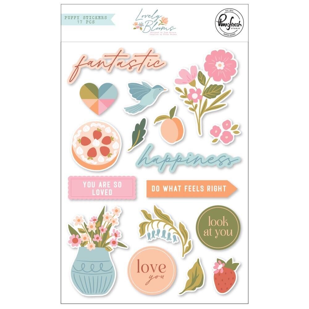 PinkFresh Studio - Lovely Blooms Collection - Puffy Stickers - 204423 - 243pcs