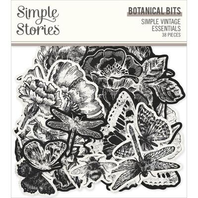 Simple Stories - Bits &amp; Pieces -  Die Cuts -Simple Vintage Essentials - Floral Bits - SVE20418  - 38pcs