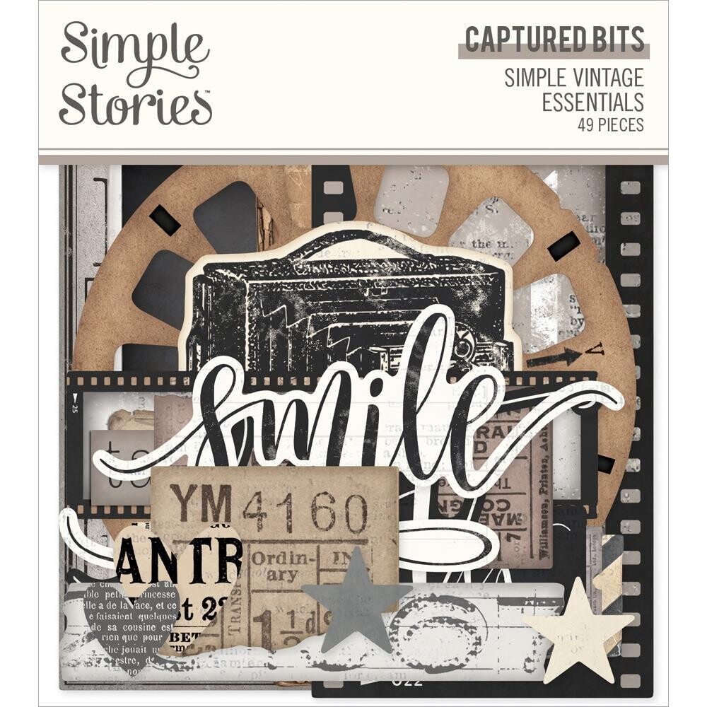 Simple Stories - Bits &amp; Pieces -  Die Cuts -Simple Vintage Essentials - Captured Bits  - SVE20417 - 49 Pcs