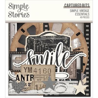 Simple Stories - Bits &amp; Pieces -  Die Cuts -Simple Vintage Essentials - Captured Bits  - SVE20417 - 49 Pcs