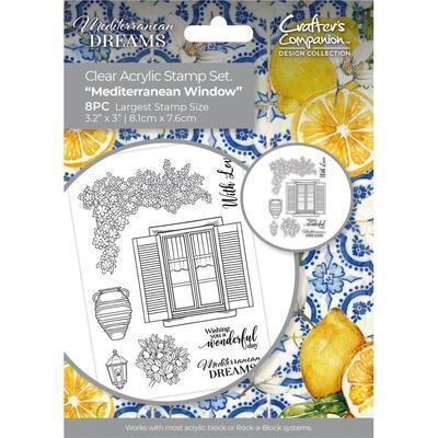 Crafters Companion - Clear Acrylic Stamp Set - Mediterranean Window - MEDWI - 8 pcs