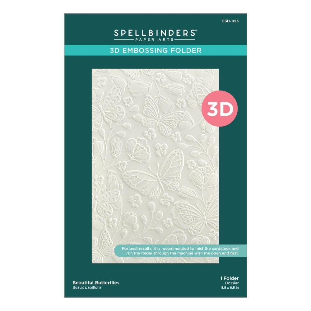 Spellbinders Paper Arts - 3D Embossing Folder - Beautiful Butterflies - 5.5&quot; x 8.5&quot; - E3D055