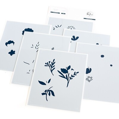 PinkFresh Studio - Layered Stencil - Lovely Blooms -207923 - 6 pcs