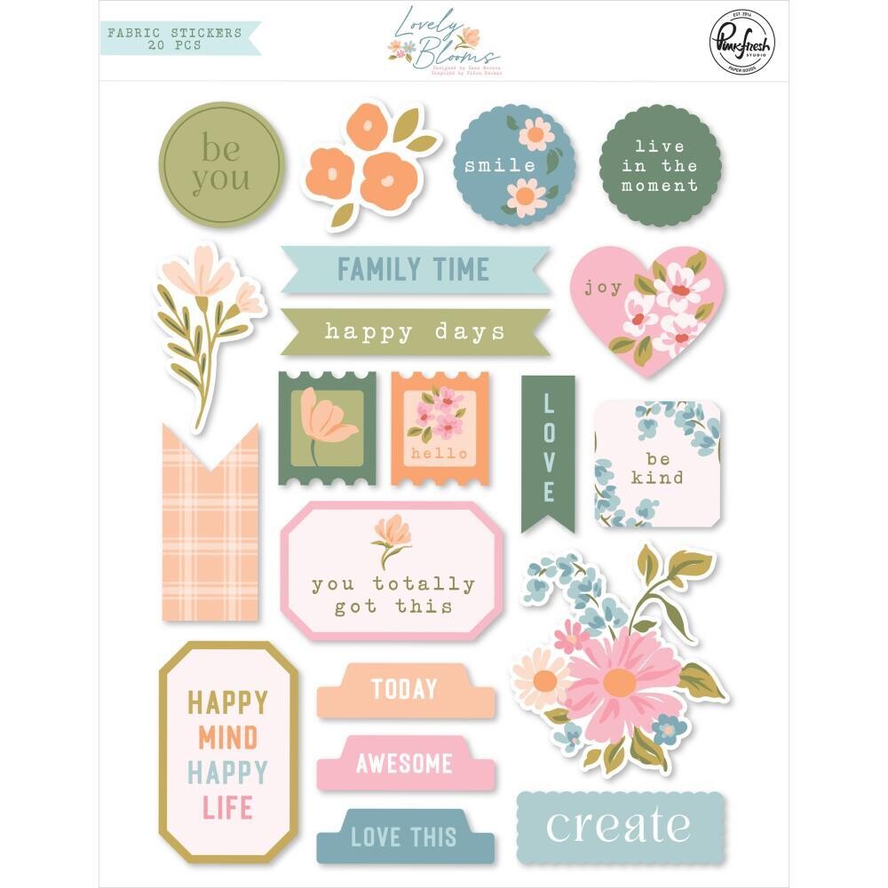 PinkFresh Studio - Lovely Blooms - Fabric Stickers - 204923