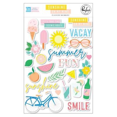 PinkFresh Studio - Sunshine On My Mind Collection - Puffy  Stickers - 156323 - 25 pcs