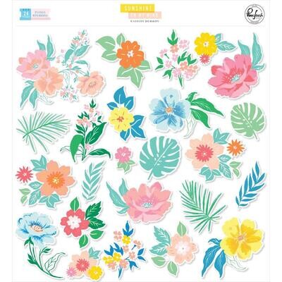 PinkFresh Studio - Sunshine On My Mind Collection - Floral Ephemera Die Cuts - 156623 - 24 pcs