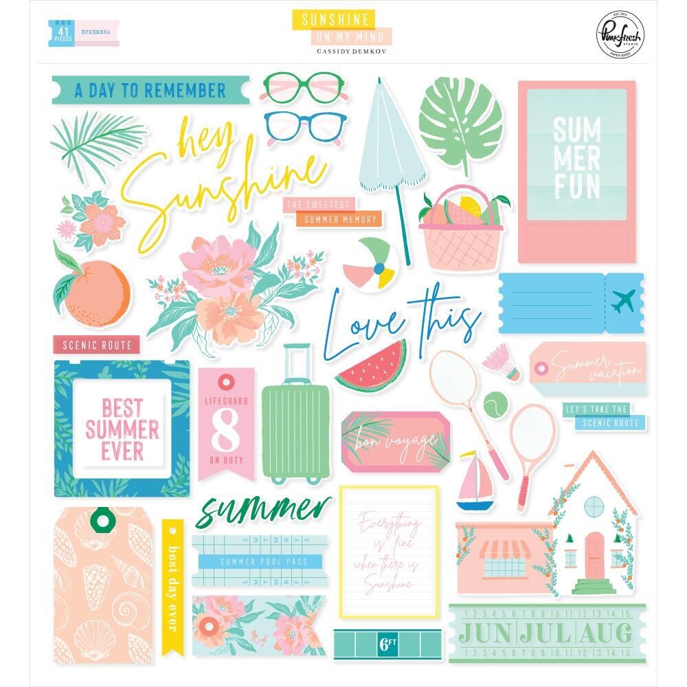 PinkFresh Studio - Sunshine On My Mind Collection - Ephemera Die Cuts - 156423 - 41 pcs