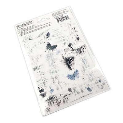 49 &amp; Market - Essentials - Essential Textblends - Mariner - Rub On Transfers - 6" x 8" - VAS37568 - 2 Sheets