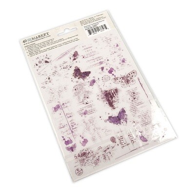 49 &amp; Market - Essentials - Essential Textblends - Eggplant - Rub On Transfers - 6" x 8" - VAS37575 - 2 Sheets