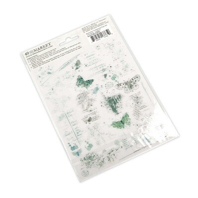 49 &amp; Market - Essentials - Essential Textblends - Lagoon - Rub On Transfers - 6" x 8" - VAS37650 - 2 Sheets