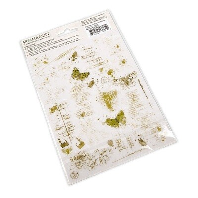 49 &amp; Market - Essentials - Essential Textblends - Sage - Rub On Transfers - 6" x 8" - VAS37612 - 2 Sheets