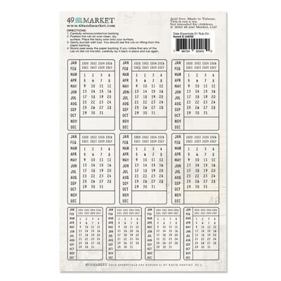49 &amp; Market - Essentials - Date - Rub On Transfers - 6" x 8"-  E24050 - 2 Sheets
