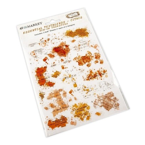 49 &amp; Market - Essentials - Essential Textblends - Citrus - Rub On Transfers - 6&quot; x 8&quot; - VAS37544 - 2 Sheets