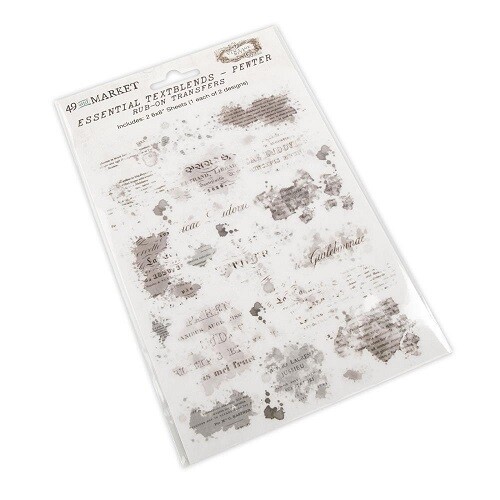 49 &amp; Market - Essentials - Essential Textblends - Pewter - Rub On Transfers - 6&quot; x 8&quot; - VAS37599 - 2 Sheets