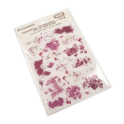 49 &amp; Market - Essentials - Essential Textblends - Plum - Rub On Transfers - 6&quot; x 8&quot; - VAS37629 - 2 Sheets