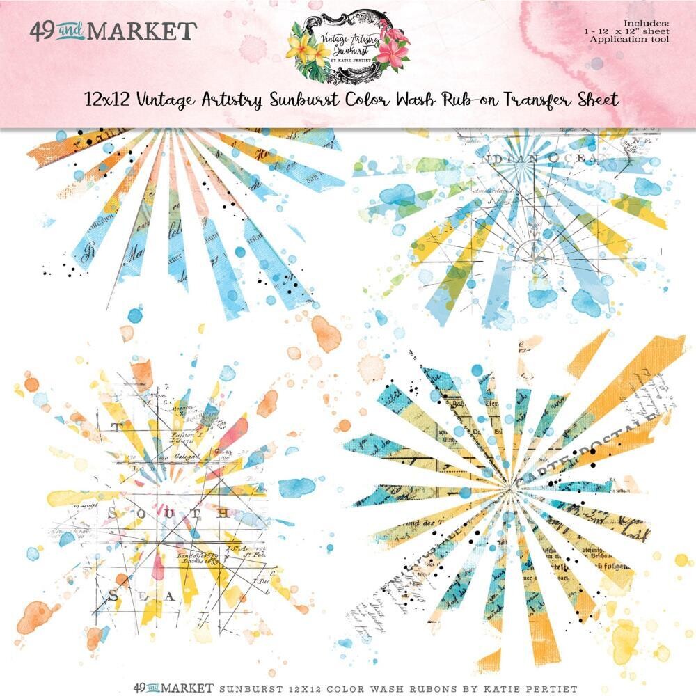 49 &amp; Market - Vintage Artistry - Sunburst Collection - 12&quot; x 12&quot; Rub On Transfers - Colour Wash - SUN24735