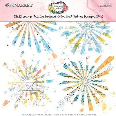 49 &amp; Market - Vintage Artistry - Sunburst Collection - 12&quot; x 12&quot; Rub On Transfers - Colour Wash - SUN24735