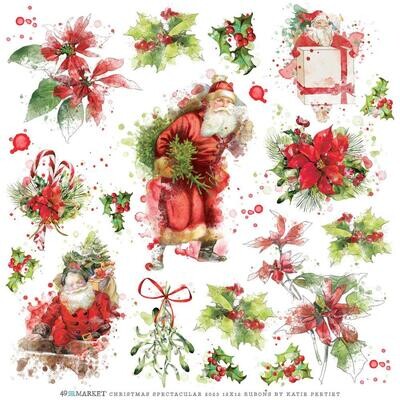 49 &amp; Market - Christmas Spectacular Collection - 12" x 12"- Classic - Rub On Transfers - CS23-24364