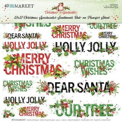 49 &amp; Market - Christmas Spectacular Collection - 12&quot; x 12&quot; - Sentiments - Rub On Transfers - CS23-24371