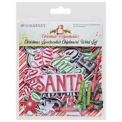 49 & Market - Christmas Spectacular Collection - Chipboard Words Set - CS23-24432 - 56 pcs