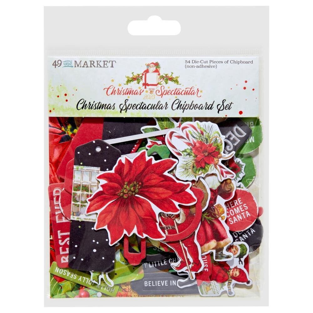 49 &amp; Market - Christmas Spectacular Collection - Chipboard Set - CS23-24425 - 54 pcs