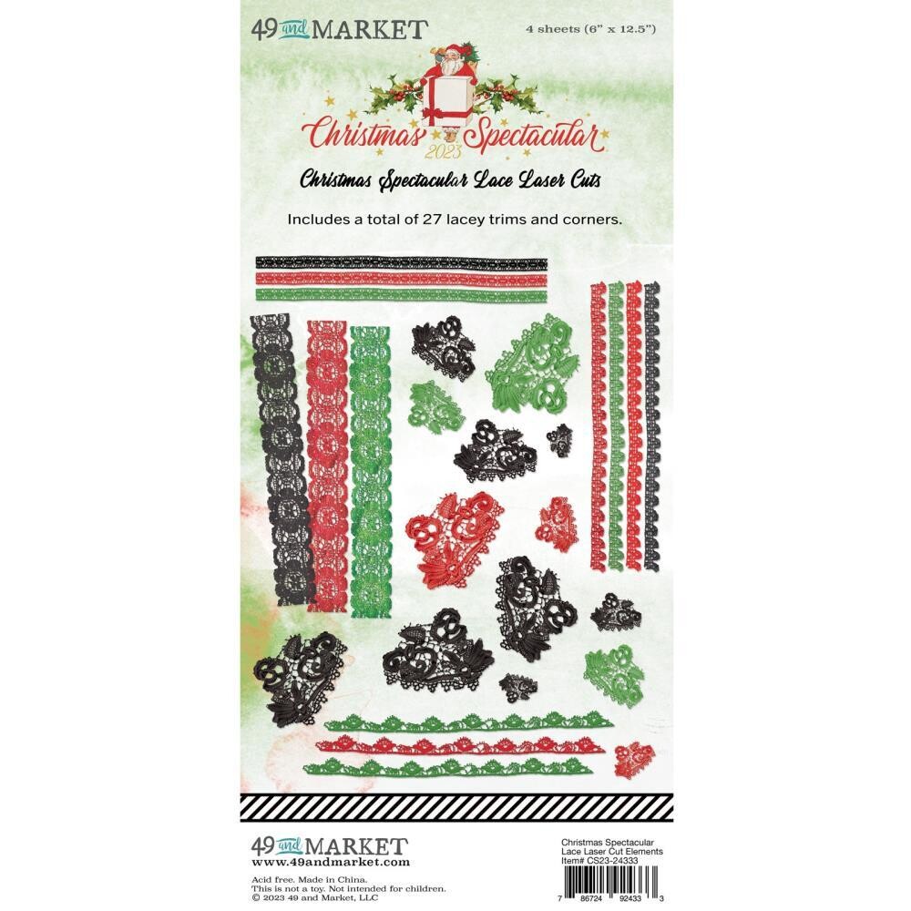 49 &amp; Market - Christmas Spectacular Collection - Laser Die Cuts - Lace - CS23-24333 - 27 pcs
