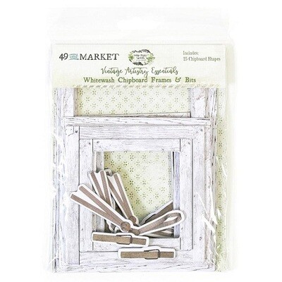 49 &amp; Market - Vintage Artistry Essentials - Frames Set - Whitewash Chipboard - VAE34949 - 26 pcs