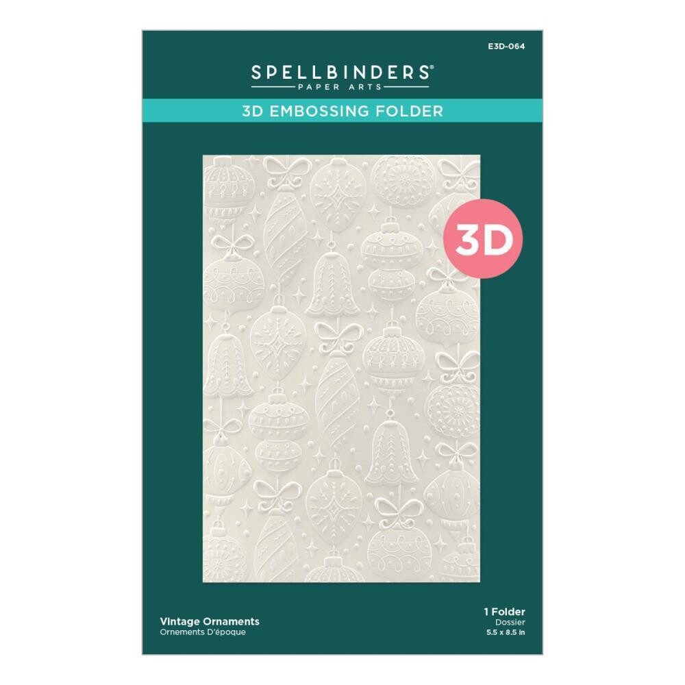 Spellbinders Paper Arts - 3D Embossing Folder - Vintage Ornaments - 5.5" x 8.5" - E3D064