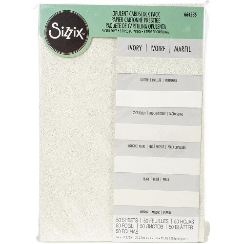 Sizzix - Surfacz Opulent Cardstock Pack -  Ivory - 50 sheets - 8.5&quot; x 11&quot; - 665453